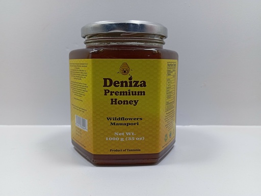 Deniza Honey 1000g Hexagonal Glass Jar